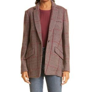 RAG & BONE Margot‎ Plaid Wool Blazer Paprika Sz 2